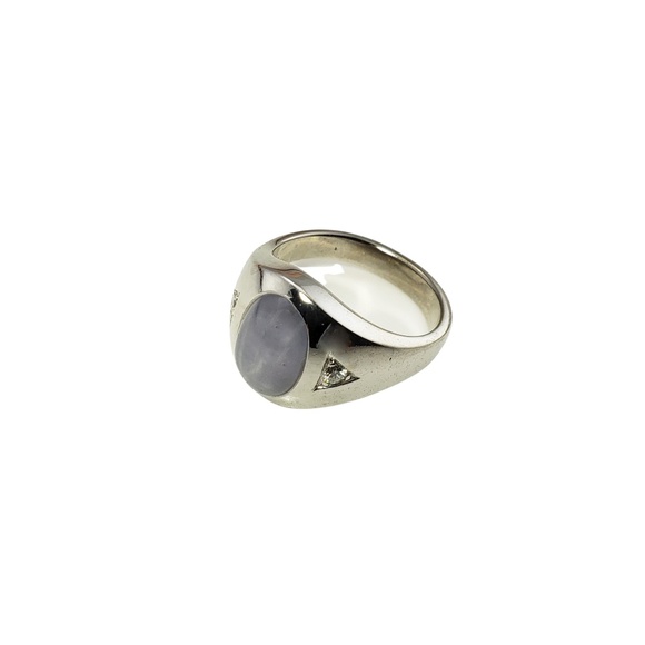 Vintage 14 Karat White Gold Star Sapphire and Diamond Ring Size 9 #12843 - Picture 3 of 8